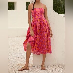 NWT FARM RIO X ANTHROPOLOGIE FIT & FLARE MIDI DRESS SLEEVELESS FIT & FLARE L